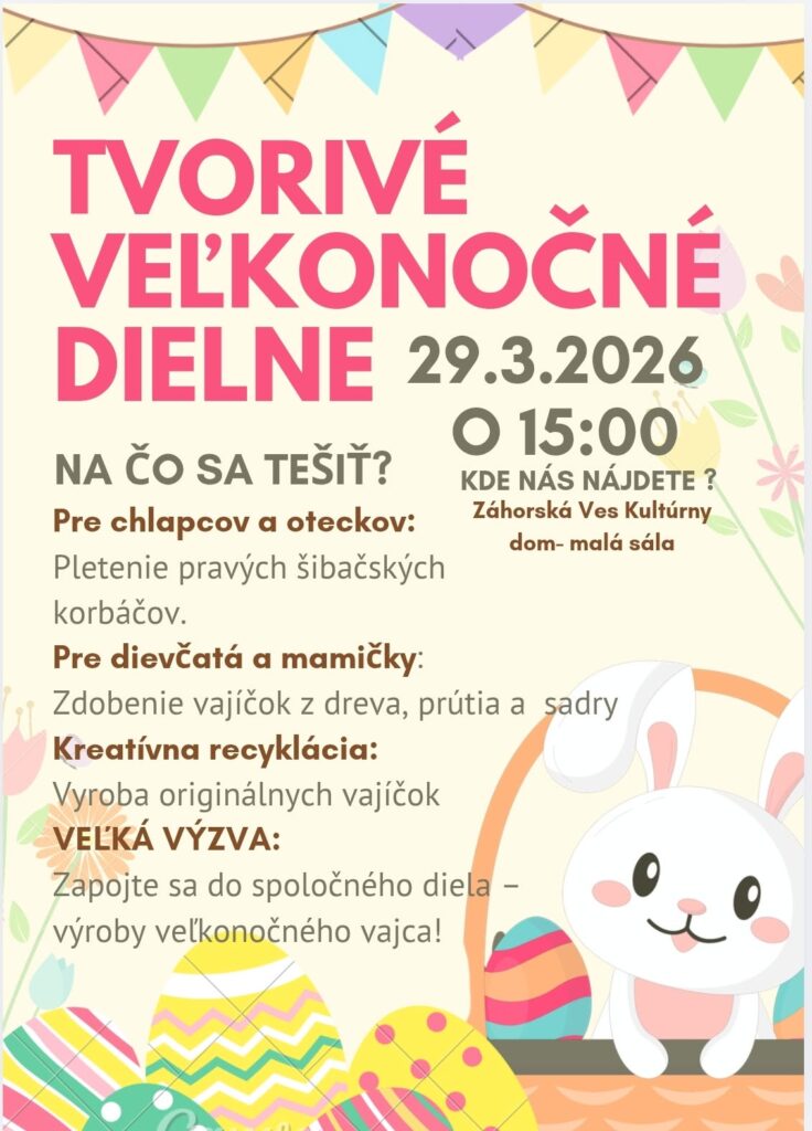 Plagát Tvorivé veľkonočné dielne 29. 3. 2026 o 15:00